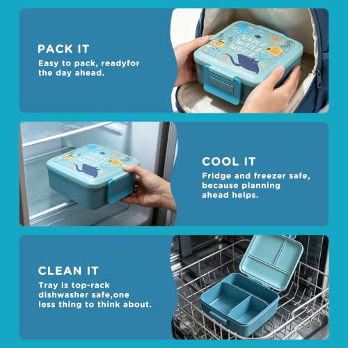 JXXM Bento Lunch Box for Kids with 8oz Soup Thermo,Leak-Proof Lunch Containers with 5 Compartment,Thermo Food Jar Food Containers for School (Blue-Octopus) - color: Blue-Octopus