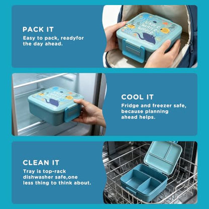 JXXM Bento Lunch Box for Kids with 8oz Soup Thermo,Leak-Proof Lunch Containers with 5 Compartment,Thermo Food Jar Food Containers for School (Blue-Octopus) - color: Blue-Octopus