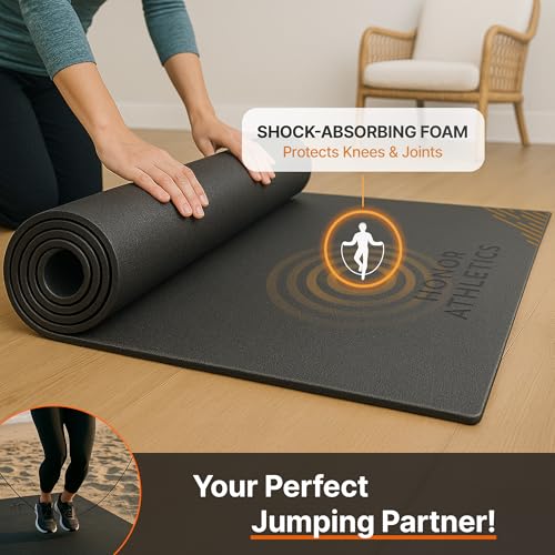 Honor Athletics Premium Jump Rope Mat – 1/4" Thick High-Density Rubber | Non-Slip Surface for Indoor/Outdoor Use | Durable & Odor-Free Skipping Mat