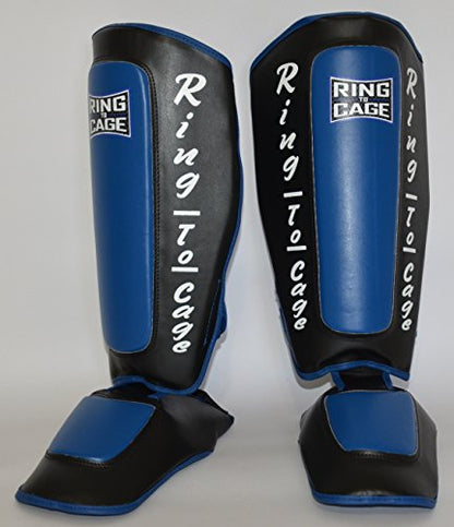 Deluxe Muay Thai Pro-Style Shin Instep for Muay Thai, MMA, Kickboxing, Stand up - color: Blue, size: Large