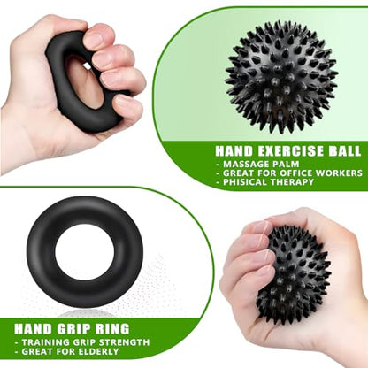 Hand Grip Strengthener,Grip Strength Trainer,22-132 Lbs Adjustable Resistance Forearm Exerciser Workout for Rehabilitation Athletes Climbers Musicians - color: black 7 pack