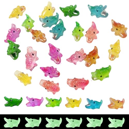 30PCS Mini Crocodile Decor for Dollhouse Resin Animal Tiny for Crafts Micro Miniature Crocodiles for Fairy Garden Dollhouse Micro Landscaping Decoration - style: Crocodile