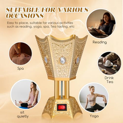 SEWACC Electric Incense Burner Plug-in Bakhoor Burner for Home Decor Middle Eastern Style Desktop Censer Table Centerpiece for Bedroom Living Room Office Yoga Spa