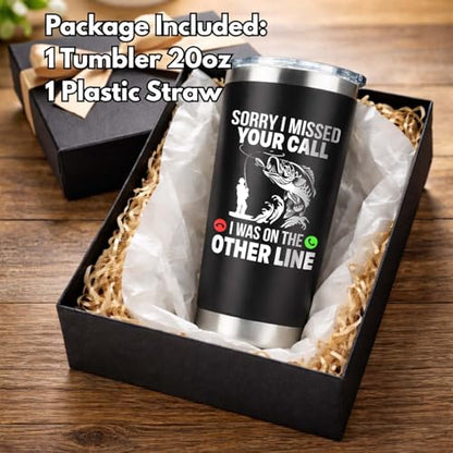 Funny Fish Gifts for Men - Sorry I Missed Your Call I Was On The Other Line Fish Tumbler - Fish Cup for Men - Fathers Day Christmas Birthday Fisherman Gifts - Fisherman Retirement Gift - color: Fishing
