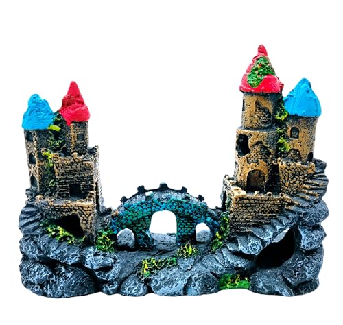 M2cbridge Antique Roman Column Ruins European Castle Aquarium Decorations Fish Tank Hideout Rocks (Medium Castle) - color: Medium Castle