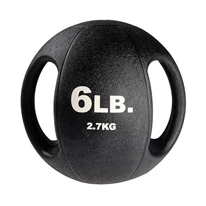 Body-Solid Exercise Medicine Balls, Heavy-Duty Non Slip Rubber Grip with Dual Handles Medicine Ball for Weights Training, Weightlifting & Core Workouts - size: 6 lbs.