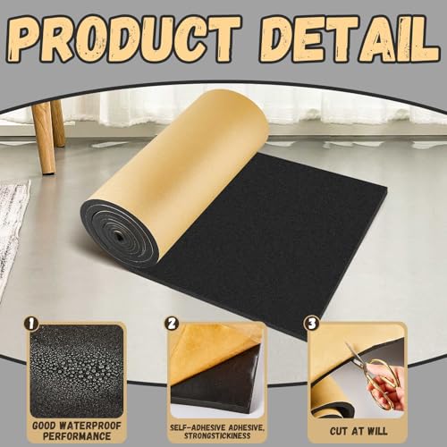 Pangda 1 Piece 157 x 16 x 1/4 Inch Extra Large Marine Foam Roll Closed Cell Rubber with Adhesive Insulation Sheets Lightweight Single Sided Tape Water Weather Resistant for Craft - size: 157 x 16 x 1/4 Inch