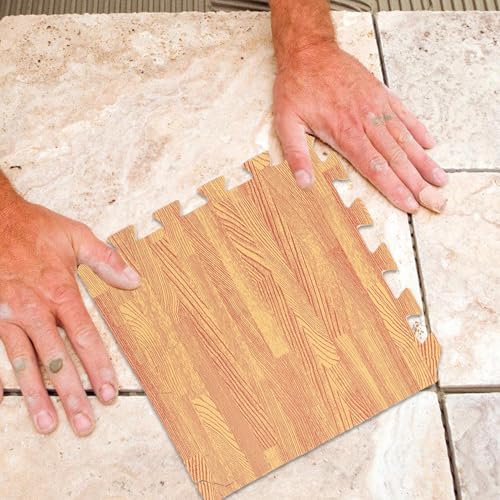 TOYANDONA 12pcs Interlocking Puzzle Floor Mats Crawling Play Mat Eva Foam Tiles Non-Toxic Floor Pads for Nursery Gym and Home Use