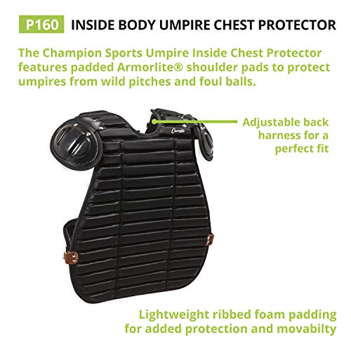 Champion Sports Umpire Inside Body Protector - Umpire Chest Protector for Baseball/Softball Officials - Padded Umpire Inside Body Protector For Adults