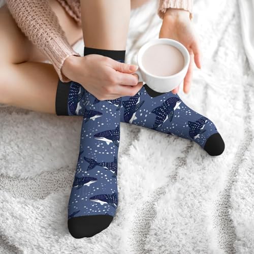 Cute Goldendoodle Unisex Funny Novelty Socks, Funky Crazy Cool Crew Dress Socks - color: Whale Sharks