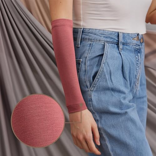 Modest Arm Cover | Jersey Arm Cover | Modest Sleeve Covering for Muslim Women - color: Garnet Rose