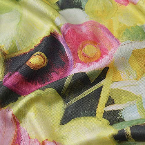 100% Mulberry Silk Scarf-Printed or Solid Color 35” Square Large Silk Hair Head Wrap Scarf With Gift Box Package - color: J Pattern: Blooming Flowers
