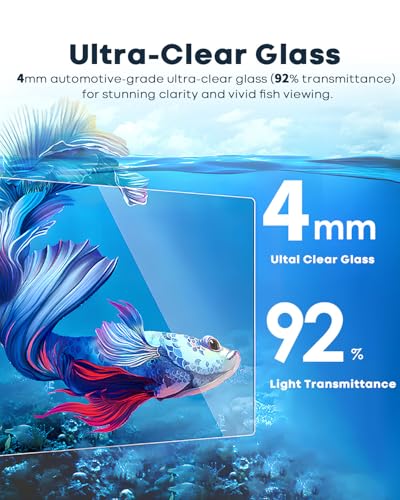 Desktop Small Aquarium Set Glass Fish Tank 1.25 Gallon, with Water Pump Filter Bright LED Light Gravel Cleaning Tool, Starter Kit Small Space Easy Setup Space-Saving Design Betta Shrimp - size: 1 gallon