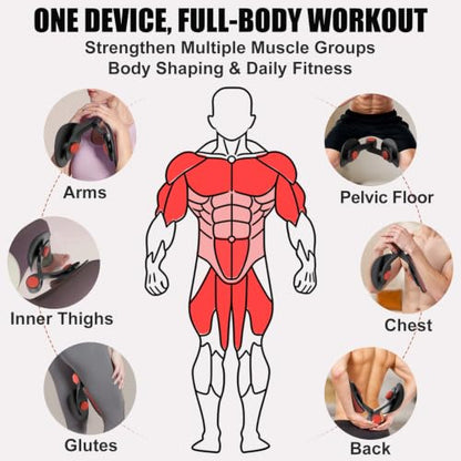 Pelvic Floor Exercise Device with 35 lb Resistance, Kegel and Inner Thigh Muscle Trainer, Home Workout Equipment for Postpartum Recovery, Women & Men, with Band - color: Red Black