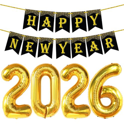 KatchOn, Pack of 8, 3D Gold Star Garland Decorations | Star Hanging Decorations for New Year Decor 2026 with New Years Eve Party Supplies| 2026 Balloons Gold | Happy New Years Decorations 2026