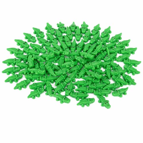 COMINGOIN Mini Resin Crocodiles, 100 Pcs Tiny Green Alligator Mini Sculptures, Miniature Reptile Figurines for Fairy Garden, Succulent Pot, Moss Terrarium, Beach Diorama - style: Cute