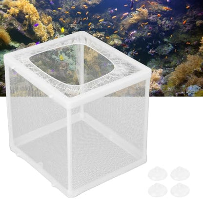 Aquarium Breeder Box with Suction Cups Partition Design Detachable Isolation Hatchery for Fish Fry Tank Breeding Plastic Mesh (S) - size: S