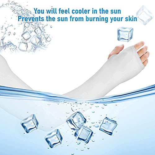 Aster Cooling Shawl Arm Sleeve with Finger Hole Sun Protection Cooler Shrug Arms Wrap 2-piece - color: White and Black