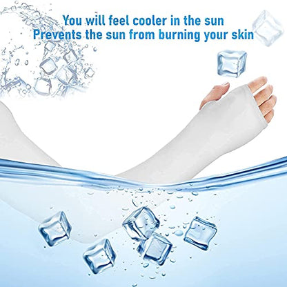 Aster Cooling Shawl Arm Sleeve with Finger Hole Sun Protection Cooler Shrug Arms Wrap 2-piece - color: White and Black