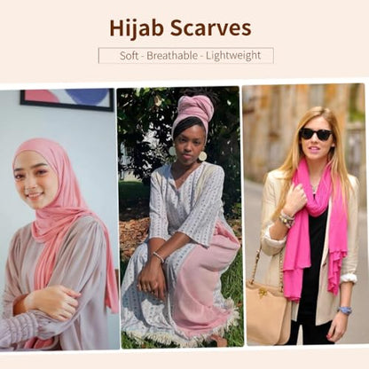 Soft Hijab Scarf for Muslim Women, 71" Long Head Wrap Shawl - color: Light Pink