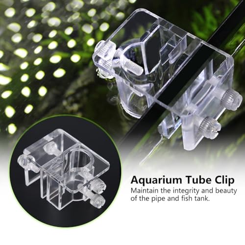 20mm Acrylic Aquarium Hose Clip Holder – Adjustable Pipe Clamp for 12-16mm Tubes, Leak-Proof Fish Tank Mount with Screws