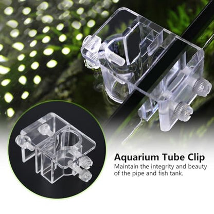 20mm Acrylic Aquarium Hose Clip Holder – Adjustable Pipe Clamp for 12-16mm Tubes, Leak-Proof Fish Tank Mount with Screws