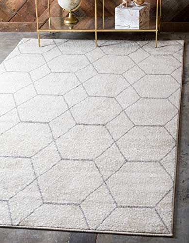 Unique Loom Trellis Frieze Collection Area Rug - Geometric (4' 1" x 6' 1", Ivory/ Gray) - color: Ivory/Gray, size: 4'1" x 6'1" (Rectangular)