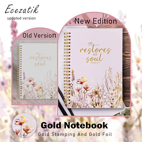 Christian Women's Notebook With Gold Foil, Christian Gift Diary, Women's Prayer Diary, Exquisite Bible Notebook, Psalm 23:3 "He Restores My Soul, 5.5 X 8.3 - color: 25-Christian-notebook