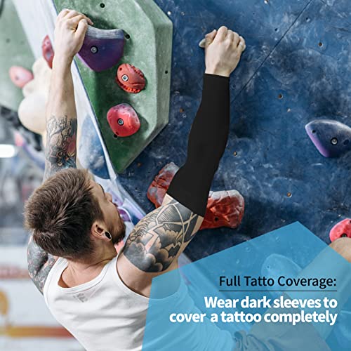 YESLIFE UPF 50 Cooling Sports Arm Sleeve for Men&Women - color: Black - With Thumb Hole