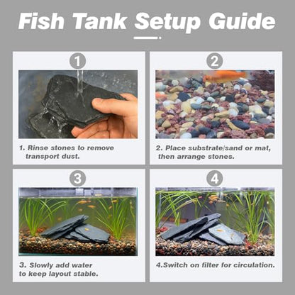 Unocho Natural Slate Stone Reptile Basking Platform Rocks 20lb Tortoise Habitat Flat Rocks for Aquarium Amphibian Vivariums Paludarium Garden Landscaping and Model Railroad(2-8 inches) - size: 20LB(2-8 inches)