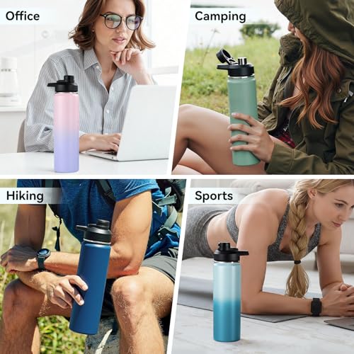 Fijinhom Insulated Water Bottle with Handle, 304 Stainless Steel Water Bottles with Wide Mouth, Double Wall Vacuum Sports Water Bottle, BPA Free, Keep Cold and Hot, 24 Ounces, Coastal Fade - color: Coastal Fade, size: 24 Ounces