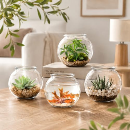 Okllen 12 Pack Plastic Ivy Bowls, 16 Oz Round Fish Bowl Unbreakable Vases Bowls for Home Decor, Carnival Games, Candy, Party Favors, Centerpiece, BPA Free, Clear