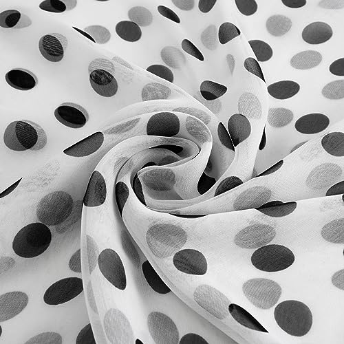 E-Clover Women Soft Floral Print Shawl Chiffon Sheer Scarf - color: Polka Dot-white Black