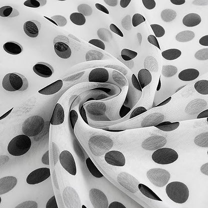 E-Clover Women Soft Floral Print Shawl Chiffon Sheer Scarf - color: Polka Dot-white Black