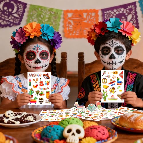 24 Sheets Cinco De Mayo Sticker, Mexican Fiesta Party Stickers, Avocado Mexican Carnival Tacos Cactus Guitar Stickers for Carnival Themed Party Supplies - color: Yellow-cinco De Mayo