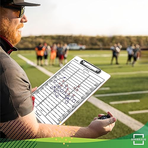 SCRIBBLEDO Football Dry Erase Whiteboard for Coaches, 15x9 Double Sided Coaching Clipboard for Plays Drills and Lineups, Coach Gift