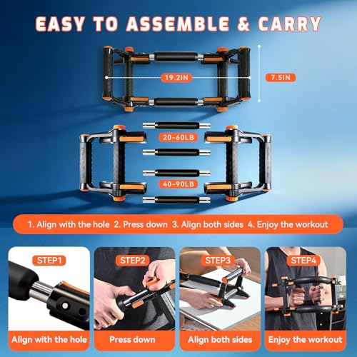 Twister Arm Trainer with Push-Up Grips, Adjustable Resistance (20-90LB), Unisex Chest Workout Equipment, Spring Resistance Exerciser for Muscle Building & Shaping - size: 40-90lbs