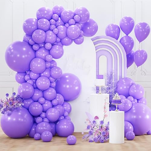 PartyWoo Purple Balloons 152pcs Different Sizes of 18 12 10 5 Inch Purple Balloon Arch Kit Garland for Birthday Engagement Wedding Bachelorette Bridal Shower Butterfly Party Decorations Purple-Y15 - color: Purple-y15