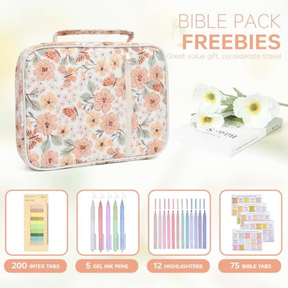 Bible Cover Case for Women Large Bible Cover with Durable Handle Quilted Bible Carrying Case for Girls Bible Study Supplies Accessories (Autumn Butterfly Bloom, Autumn Butterfly Bloom) - color: Autumn Butterfly Bloom