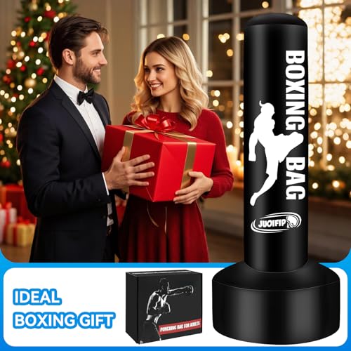 69'' Free Standing Punching Bag for Adults, Boxing Equipment Kicking Bag Inflatable Kick Boxing Bag with Stand for Training MMA Muay Thai Fitness