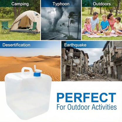 3 Pack 5.3 Gal Collapsible Water Storage Container Jug with Spigot | BPA-Free PE Material; Leak Resistant Spigot; Foldable Portable Water Storage; Ideal for Camping Hiking and Emergency Use