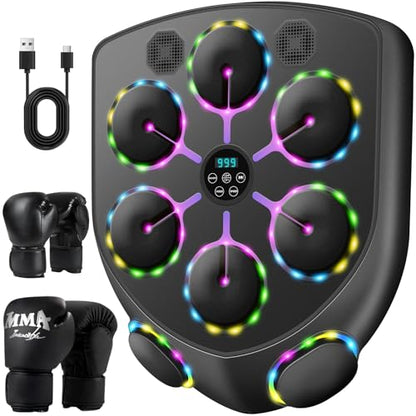 YORWHIN Smart Music Boxing Machine for Adults and Kids, Bluetooth Boxing Equipment with Boxing Gloves, Wall Mounted Electronic Punching Machine for Home Gym Workout Indoor - style: Large Shield