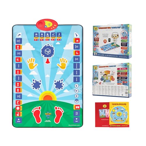 My Salah Mat for Kids - Smart interactive Prayer Mat for learning Salah, Surah, Wudu and Duas - Islamic prayer mat with 10 languages, Salah Translation, 25 Touch Keys and padded mat for Kids 3+ (Blue)