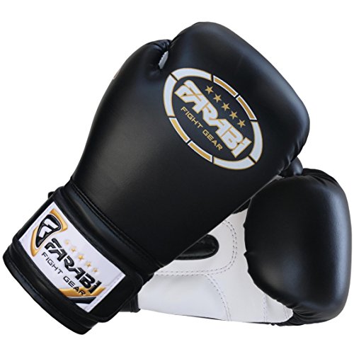 Farabi Boxing Gloves Kids Junior Muay Thai Kick Boxing Training MMA Punching Bag - color: Black, size: 6OZ