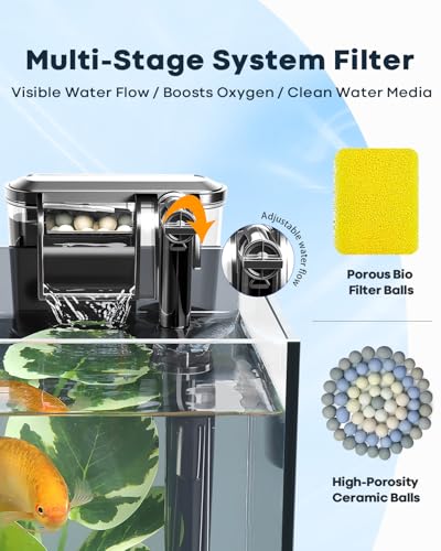 3 Gallon Aquarium Set Small Fish Tank Glass, Starter Kit with Heater Water Pump Cleaning Filter Bright Light Rocks Gravel Cleaning Tool, Leak-Proof Clear Rimless Desktop Spaces Saving Betta Fish - size: 3 gallon
