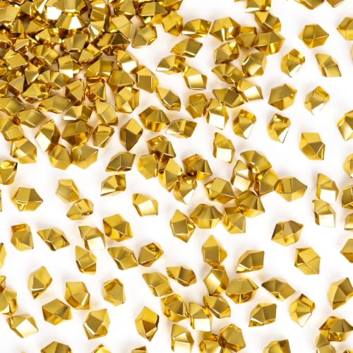 DomeStar 550 PCS Small Gold Fake Ice Rocks, Acrylic Crystal Vase Fillers | Faux Nuggets Gems, Pot of Gold, Pirate Jewelry Party Decorations, Birthday DIY Crafts & Table Scatter - color: Gold