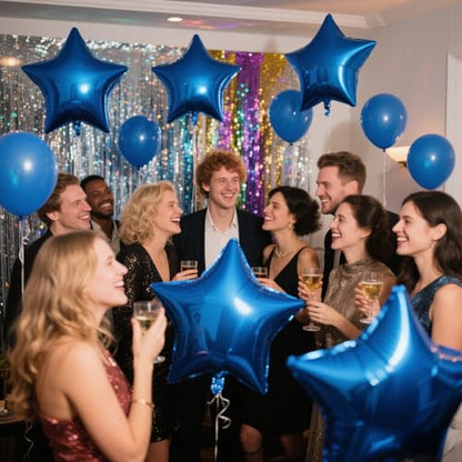 Blue Balloons Star Balloons Graduation Foil Balloon Mylar Helium Metallic 12pcs 18 Inch Arch Kit Blue Birthday Decorations Party Decorations Baby Shower Anniversary Wedding Halloween - style: Blue