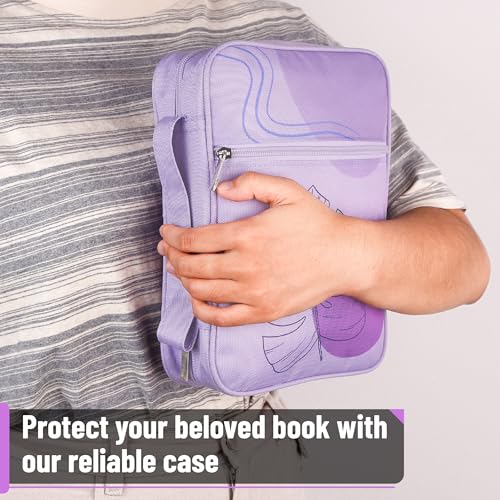 Mr. Pen- Bible Cover Case | Carrying Book Case with Durable Handle and Zippered Pocket, Bible Protective Church Bag for Men & Women, Christian Gifts - color: Pale Purple