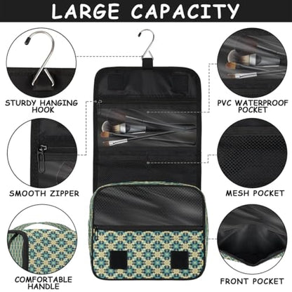 Islamic Ethnic Theme Traveling Toiletry Bag for Women Men Portability Hanging Makeup Bag Shaving Bag for Travel Toiletries Cosmetics Organizer
