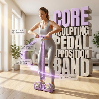 Pedal Resistance Band with Handle, 2026 Upgrade Multifunction Pedal Resistance Band, Elastic Pull Rope for Abs, Legs, Glutes, Arms, Waist - color: Pueple, size: 25-75 lb